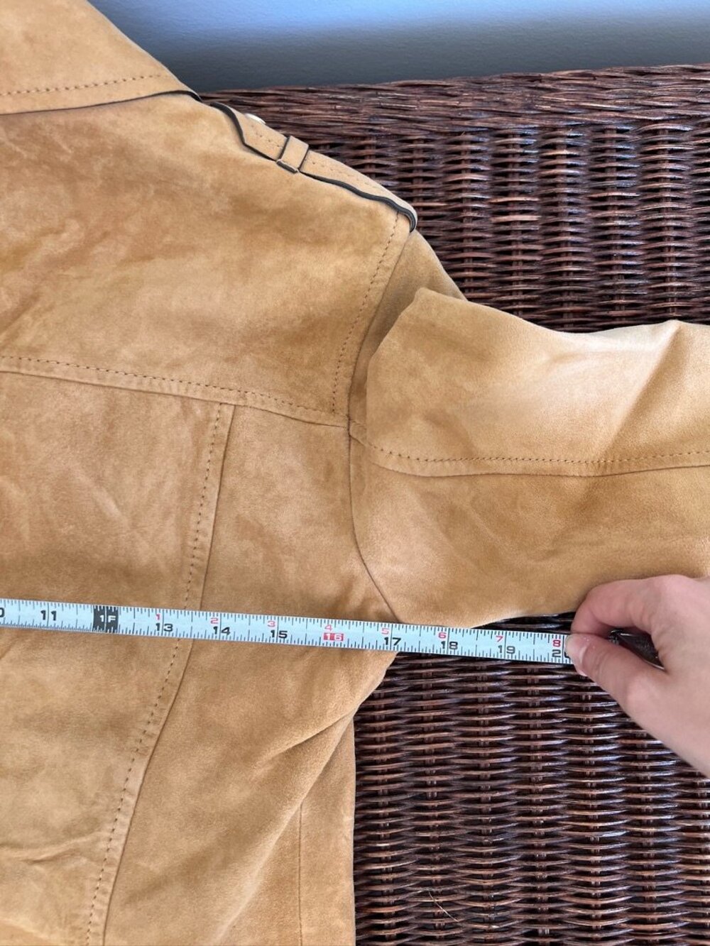 Massimo Dutti Goat Suede Moto Jacket Camel Tan Leather Size M - Picture 15 of 16